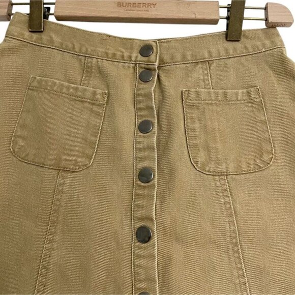 BDG Size Medium Denim Skirt Urban Outfitters Beige Khaki Button Front Fall - Picture 3 of 7